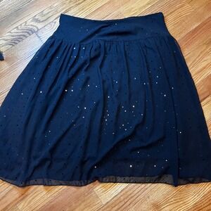 Wet Seal Black Sparkle Sequin Glitter Tulle A Line Knee Length Skirt Medium
Y2K